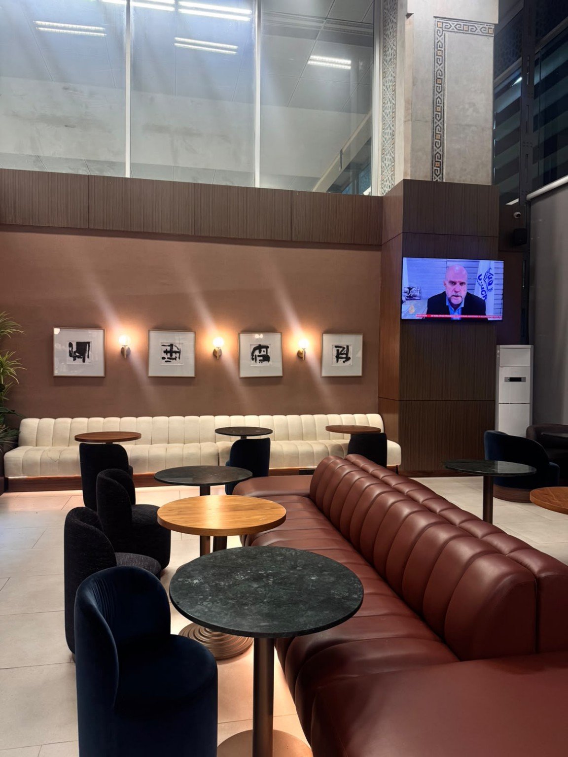 Sofas, chairs and tables in Tangier Airport VIP lounge
